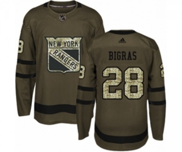 Adidas New York Rangers #28 Chris Bigras Authentic Green Salute to Service NHL Jersey