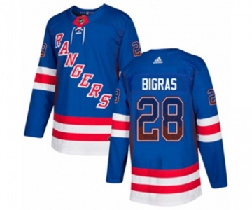 Adidas New York Rangers #28 Chris Bigras Authentic Royal Blue Drift Fashion NHL Jersey