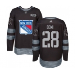 Adidas New York Rangers #28 Tie Domi Authentic Black 1917-2017 100th Anniversary NHL Jersey