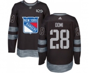 Adidas New York Rangers #28 Tie Domi Authentic Black 1917-2017 100th Anniversary NHL Jersey