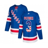 Adidas New York Rangers #3 James Patrick Authentic Royal Blue USA Flag Fashion NHL Jersey