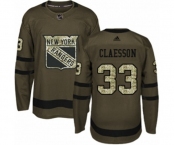 Adidas New York Rangers #33 Fredrik Claesson Authentic Green Salute to Service NHL Jersey