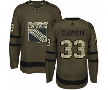 Adidas New York Rangers #33 Fredrik Claesson Authentic Green Salute to Service NHL Jersey