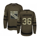 Adidas New York Rangers #36 Glenn Anderson Authentic Green Salute to Service NHL Jersey