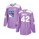 Adidas New York Rangers #42 Brendan Smith Authentic Purple Fights Cancer Practice NHL Jersey