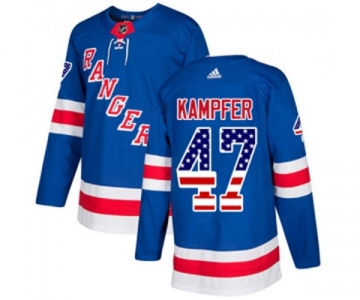 Adidas New York Rangers #47 Steven Kampfer Authentic Royal Blue USA Flag Fashion NHL Jersey