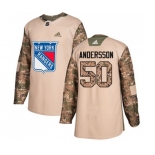 Adidas New York Rangers #50 Lias Andersson Authentic Camo Veterans Day Practice NHL Jersey