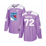 Adidas New York Rangers #72 Filip Chytil Authentic Purple Fights Cancer Practice NHL Jersey