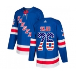 Adidas New York Rangers #76 Brady Skjei Authentic Royal Blue USA Flag Fashion NHL Jersey