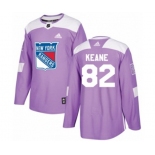 Adidas New York Rangers #82 Joey Keane Authentic Purple Fights Cancer Practice NHL Jersey