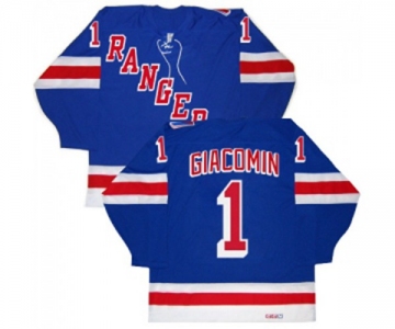 CCM New York Rangers #1 Eddie Giacomin Authentic Royal Blue New Throwback NHL Jersey