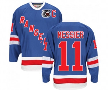 CCM New York Rangers #11 Mark Messier Authentic Royal Blue 75TH Throwback NHL Jersey