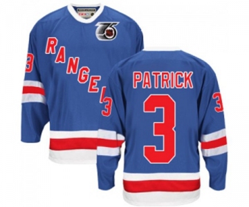 CCM New York Rangers #3 James Patrick Authentic Royal Blue 75TH Throwback NHL Jersey