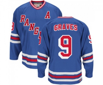 CCM New York Rangers #9 Adam Graves Authentic Royal Blue Heroes of Hockey Alumni Throwback NHL Jersey