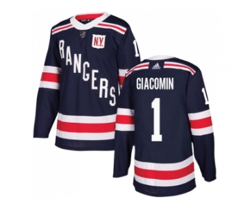 Men Adidas New York Rangers #1 Eddie Giacomin Navy Blue Authentic 2018 Winter Classic Stitched NHL Jersey