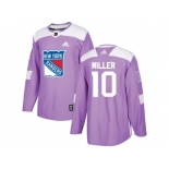 Men Adidas New York Rangers #10 J.T. Miller Purple Authentic Fights Cancer Stitched NHL Jersey