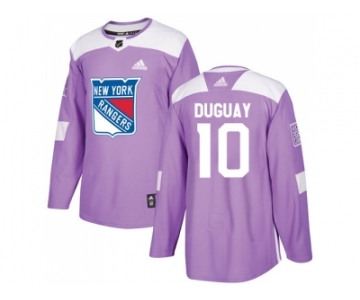 Men Adidas New York Rangers #10 Ron Duguay Purple Authentic Fights Cancer Stitched NHL Jersey