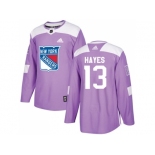 Men Adidas New York Rangers #13 Kevin Hayes Purple Authentic Fights Cancer Stitched NHL Jersey