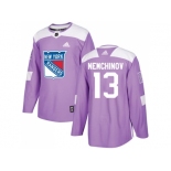 Men Adidas New York Rangers #13 Sergei Nemchinov Purple Authentic Fights Cancer Stitched NHL Jersey