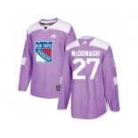 Men Adidas New York Rangers #27 Ryan McDonagh Purple Authentic Fights Cancer Stitched NHL Jersey