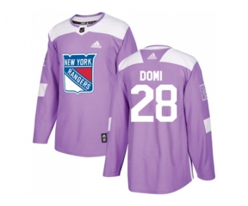 Men Adidas New York Rangers #28 Tie Domi Purple Authentic Fights Cancer Stitched NHL Jersey