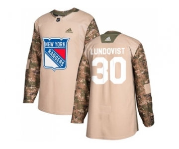 Men Adidas New York Rangers #30 Henrik Lundqvist Camo Authentic 2017 Veterans Day Stitched NHL Jersey