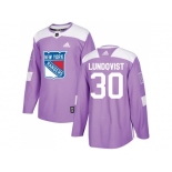 Men Adidas New York Rangers #30 Henrik Lundqvist Purple Authentic Fights Cancer Stitched NHL Jersey