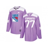 Men Adidas New York Rangers #77 Phil Esposito Purple Authentic Fights Cancer Stitched NHL Jersey