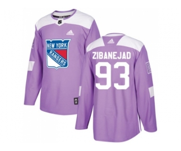 Men Adidas New York Rangers #93 Mika Zibanejad Purple Authentic Fights Cancer Stitched NHL Jersey