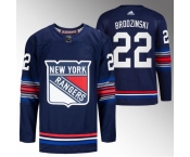 Men New York Rangers #22 Jonny Brodzinski Navy Stitched Jersey