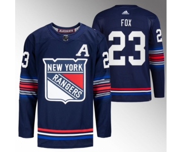 Men New York Rangers #23 Adam Fox Navy Stitched Jersey