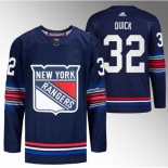 Men New York Rangers #32 Jonathan Quick Navy Stitched Jersey