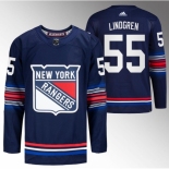 Men New York Rangers #55 Ryan Lindgren Navy Stitched Jersey