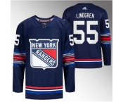 Men New York Rangers #55 Ryan Lindgren Navy Stitched Jersey