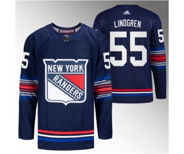 Men New York Rangers #55 Ryan Lindgren Navy Stitched Jersey