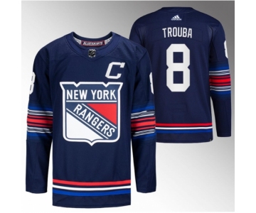 Men New York Rangers #8 Jacob Trouba Navy Stitched Jersey