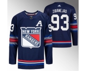 Men New York Rangers #93 Mika Zibanejad Navy Stitched Jersey