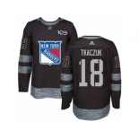 Men's Adidas New York Rangers #18 Walt Tkaczuk Authentic Black 1917-2017 100th Anniversary NHL Jersey