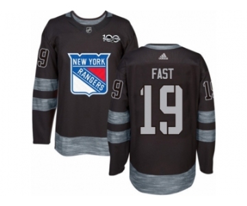 Men's Adidas New York Rangers #19 Jesper Fast Authentic Black 1917-2017 100th Anniversary NHL Jersey