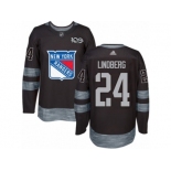 Men's Adidas New York Rangers #24 Oscar Lindberg Authentic Black 1917-2017 100th Anniversary NHL Jersey