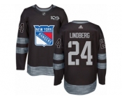 Men's Adidas New York Rangers #24 Oscar Lindberg Authentic Black 1917-2017 100th Anniversary NHL Jersey