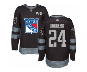 Men's Adidas New York Rangers #24 Oscar Lindberg Authentic Black 1917-2017 100th Anniversary NHL Jersey