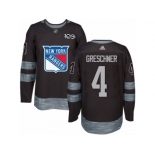 Men's Adidas New York Rangers #4 Ron Greschner Authentic Black 1917-2017 100th Anniversary NHL Jersey