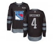 Men's Adidas New York Rangers #4 Ron Greschner Authentic Black 1917-2017 100th Anniversary NHL Jersey