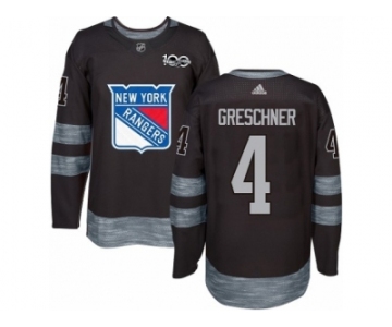 Men's Adidas New York Rangers #4 Ron Greschner Authentic Black 1917-2017 100th Anniversary NHL Jersey