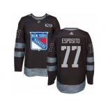 Men's Adidas New York Rangers #77 Phil Esposito Authentic Black 1917-2017 100th Anniversary NHL Jersey