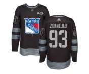 Men's Adidas New York Rangers #93 Mika Zibanejad Authentic Black 1917-2017 100th Anniversary NHL Jersey