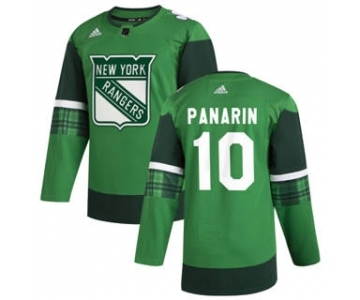 Men's New York Rangers #10 Artemi Panarin 2020 St. Patrick's Day Stitched Hockey Jersey Green