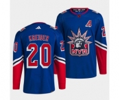 Men's New York Rangers #20 Chris Kreider Blue 2022 Reverse Retro Stitched Jersey