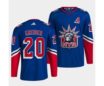 Men's New York Rangers #20 Chris Kreider Blue 2022 Reverse Retro Stitched Jersey